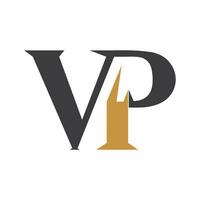 eerste brief vp logo of pv logo vector ontwerp sjabloon