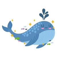 schattige walvis cartoon vector