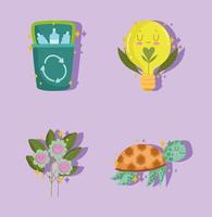 ecologie recycle icon set vector