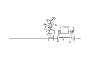 een doorlopend lijn tekening van huis interieur ontwerp concept. tekening vector illustratie in gemakkelijk lineair stijl.