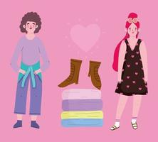 set vrouwen en kleding vector