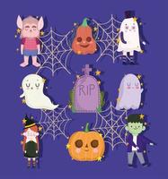 halloween-kinderen in kostuums vector