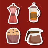 set stickers koffie vector