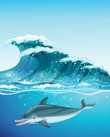 Dolfijn die onder de oceaan zwemt vector