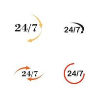 open 24-7 pictogram vector logo sjabloon illustratie ontwerp