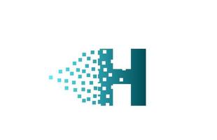 h alfabet letterpictogram logo voor bedrijf en bedrijf. groen geërodeerd pixelontwerp voor huisstijl vector