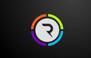 gekleurde r alfabet letter logo pictogram ontwerp voor bedrijf en bedrijf met circle vector
