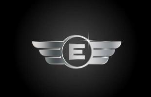 e alfabet letterpictogram logo voor bedrijf en bedrijf met vleugels ontwerp vector