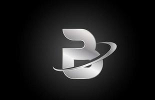 b metalen alfabet letter logo icoon voor bedrijf met swoosh design vector