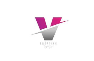 v roze en grijze letter logo alfabet pictogram ontwerp voor bedrijf en onderneming vector