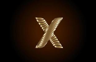 x geel alfabet letterpictogram logo voor bedrijf. metallic gouden lijnontwerp voor luxe identiteit vector