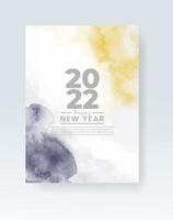 gelukkig nieuwjaar 2022 poster of kaartsjabloon met aquarel wash splash vector