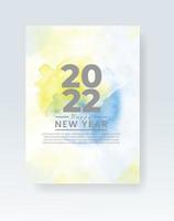 gelukkig nieuwjaar 2022 poster of kaartsjabloon met aquarel wash splash vector