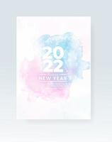 gelukkig nieuwjaar 2022 poster of kaartsjabloon met aquarel wash splash vector