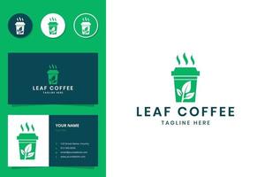 blad koffie negatieve ruimte logo ontwerp vector