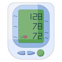 medische tonometer, elektronische bloeddrukmeter. digitale bloeddrukmeter in een vlakke stijl geïsoleerd op een witte achtergrond. vector