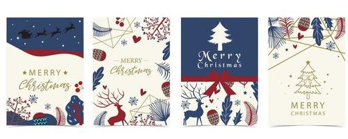 collectie van winter achtergrond set met boom, rendieren, bloem, bladeren.editable vectorillustratie voor kerst uitnodiging, ansichtkaart en website banner vector