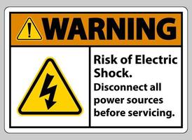 waarschuwingsrisico van elektrische schok symbool teken isoleren op witte achtergrond vector