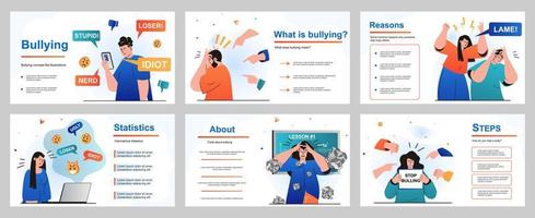 pestconcept voor presentatiesjabloon. mensen hebben last van mishandeling en problemen op school, werk of internet. giftige communicatie, depressie en stress. vectorillustratie voor lay-outontwerp vector