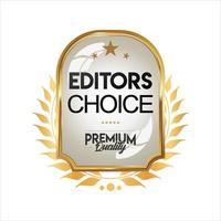 gouden editors keuze badge op witte achtergrond vector