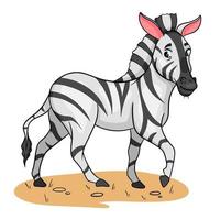 dierlijke karakter grappige zebra in cartoon-stijl. kinder illustratie. vector