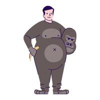 man met gorillakostuum platte vectorillustratie vector