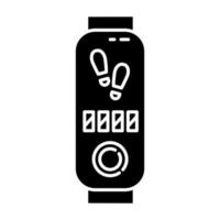 fitness-tracker met stappenteller glyph-pictogram. wellness-apparaat met stappenteller. actieve lifestyle-gadget, smartwatch met stappennummer. silhouet symbool. negatieve ruimte. vector geïsoleerde illustratie