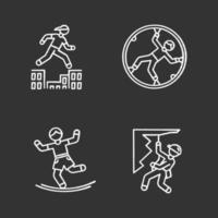 extreme sporten krijt iconen set vector