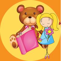 Leuk meisje en teddybeer vector