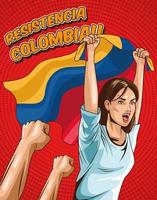 Colombiaanse vrouw met vlag vector