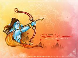 traditioneel gelukkig RAM navami Hindoe festival groet kaart ontwerp vector