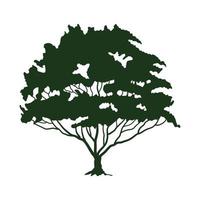 groene boom lommerrijke silhouet bos icon vector