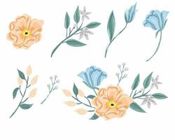 hand- getrokken anemoon en jasmijn bloem vector