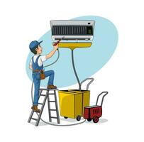 hvac service cartoon karakter ontwerp illustratie vector