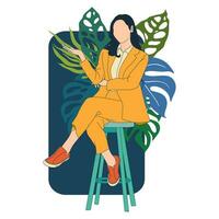 vrij vector illustratie van bedrijf vrouw en botanisch achtergrond