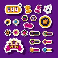 bundel van slots casino set iconen vector