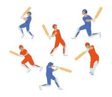 zes cricketspelers vector