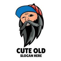 schattig oud Mens mascotte logo ontwerp illustratie vector