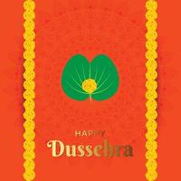 illustratie van gelukkige dussehra met gouden verlof en bloem vector