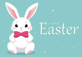 Pasen konijn met Pasen eieren. Pasen groet kaart met konijn. gelukkig Pasen. schattig konijn voor Pasen. konijn oren en Pasen eieren. vector illustratie. groet kaart. konijn in de ei