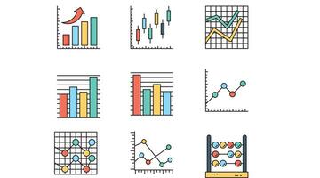 statistieken, bank en investering vector icoon