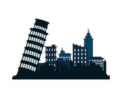 pisa stad architectuur silhouet icoon vector