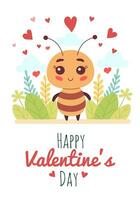 schattig tekenfilm insect liefde mier met mier harten, vector illustratie voor kinderen boek