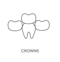 lineair icoon kronen. vector illustratie voor tandheelkundig kliniek