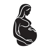ai gegenereerd zwanger vrouw logo zwart schets vector, moederschap logo icoon vector