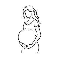 ai gegenereerd zwanger vrouw logo zwart schets vector, moederschap logo icoon vector