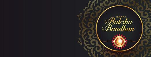 decoratief raksha bandhan gouden zwart banier met rakhi ontwerp vector