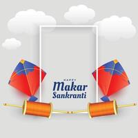 makar sankranti festival vlieger met spoel van draad vector