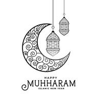 gelukkig Muharram decoratief maan en kaart ontwerp vector