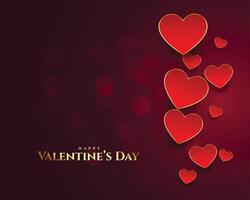 mooi hoor gelukkig valentijnsdag dag kaart met harten achtergrond vector